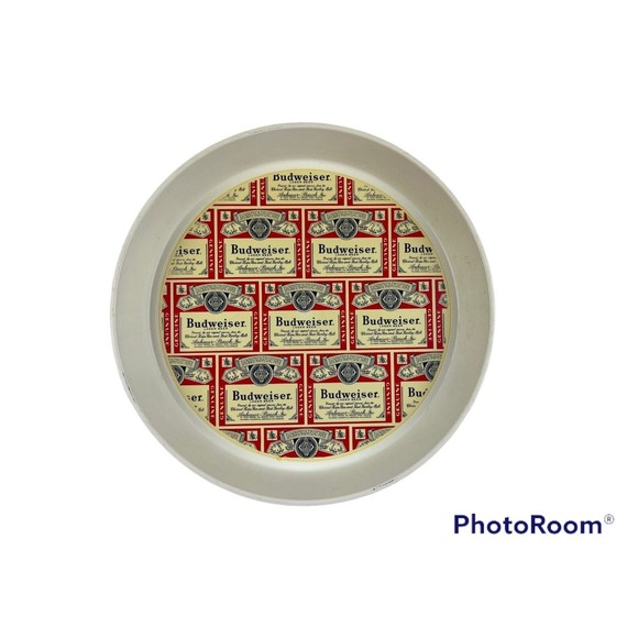 Vintage 1980's Budweiser Lager Beer 13" Plastic Serving Tray, Anheuser-Busch - Picture 1 of 6